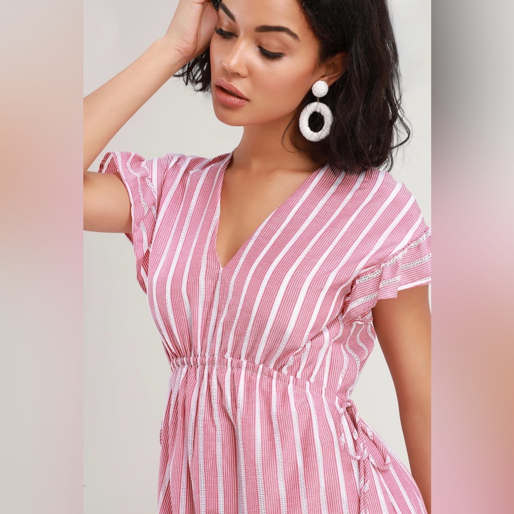 The Fifth Label Kite Stripe Red and White Striped Ruffles Dress Size Medium, 6 - Picture 12 of 16